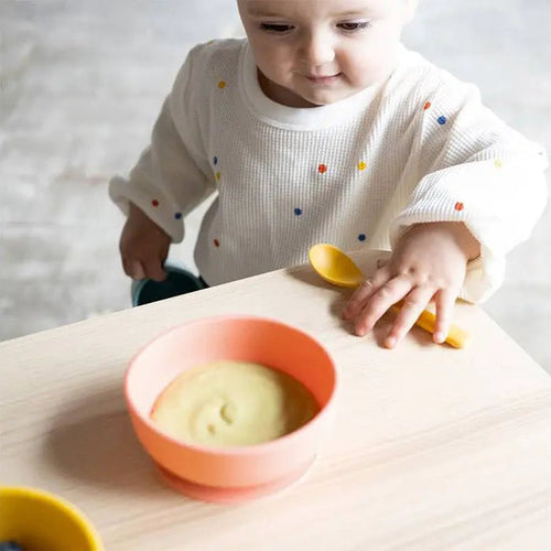 2 cuillères pour bébé en silicone Ekobo - Corail/Mimosa - Lilinappy