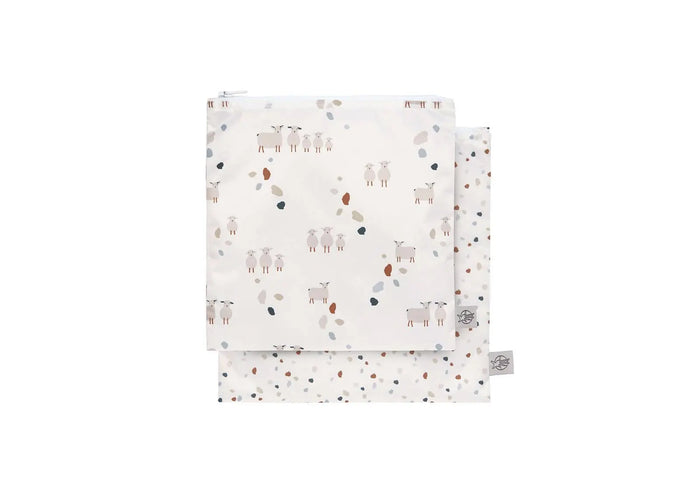 Lot de 2 pochettes lavables pour sandwich et en-cas Lässig, Tiny Farmer mouton