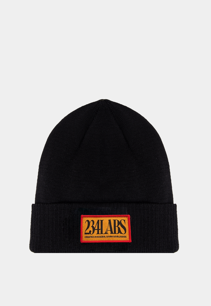 234Labs Yellow Patch Logo Beanie Black