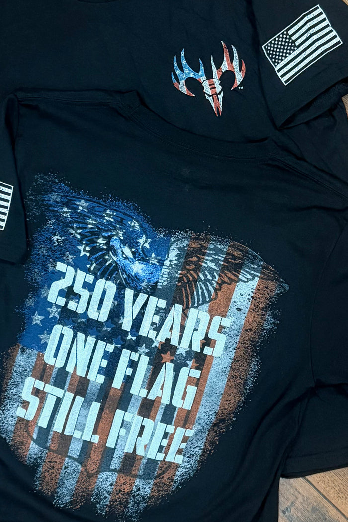 250 Years: One Flag, Still Free Tee-Men's Graphic Tee-Buck Wear-Gallop 'n Glitz- Women's Western Wear Boutique, Located in Grants Pass, Oregon