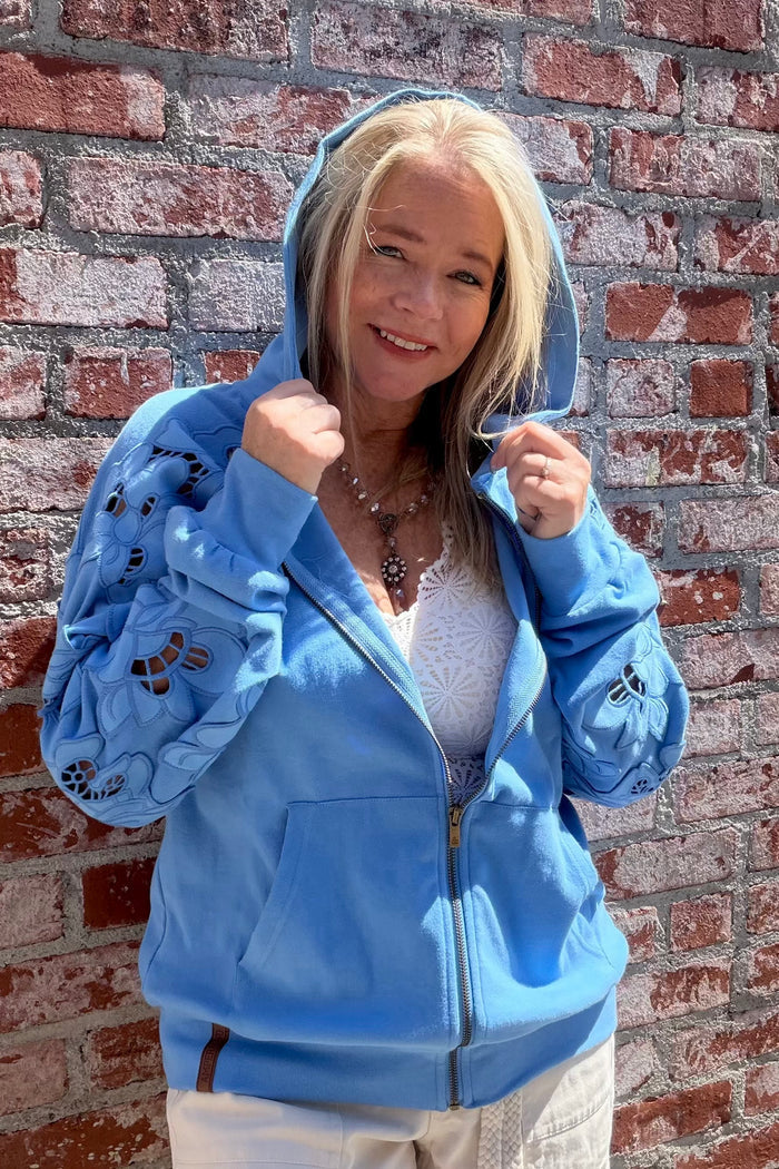 Blueberry Love Story Zip Up Hoodie by Ampersand-Hoodie-Ampersand-Gallop 'n Glitz- Women's Western Wear Boutique, Located in Grants Pass, Oregon