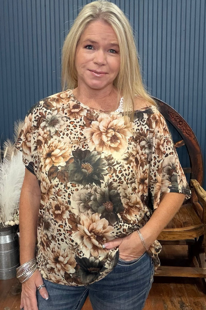Bloom In Leopard Mesh Top-Mesh Top-Sterling Kreek-Gallop 'n Glitz- Women's Western Wear Boutique, Located in Grants Pass, Oregon