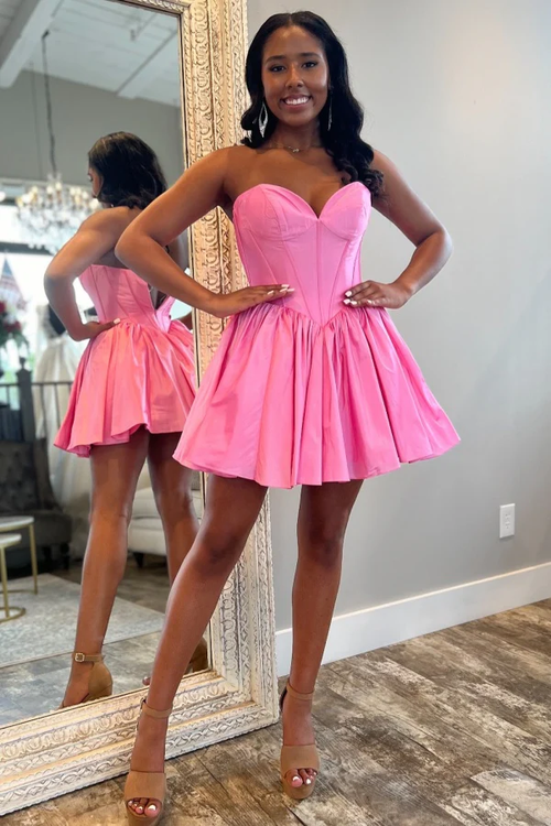 A-Line Strapless Back Zipper Homecoming Dress