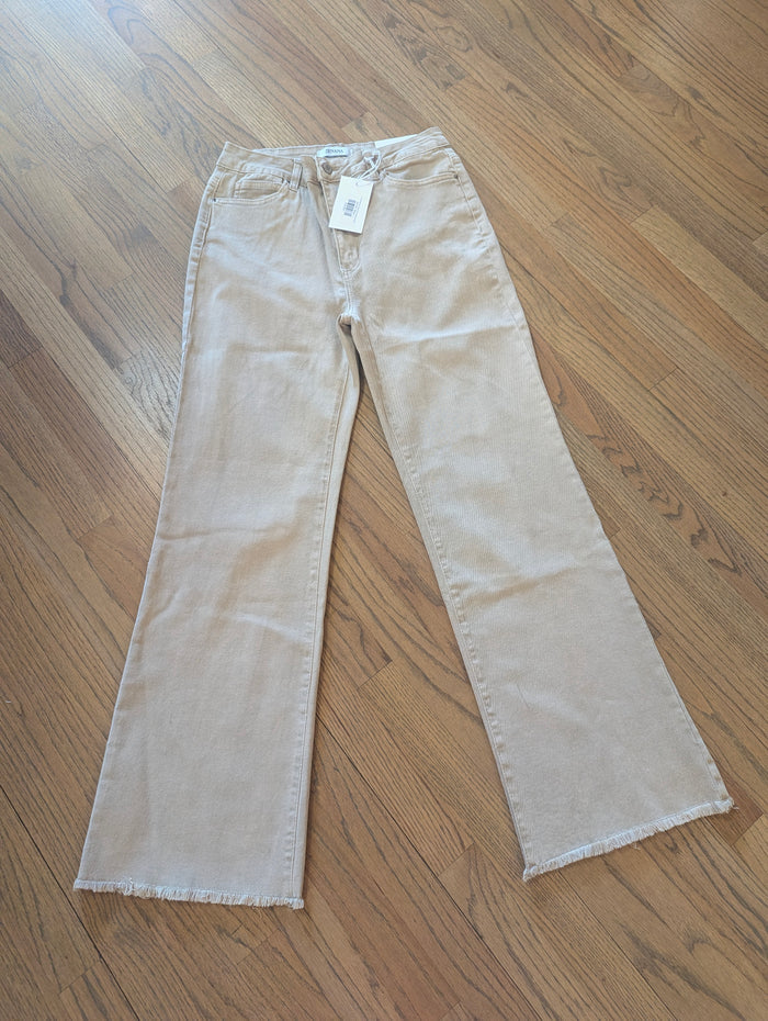 Acid Washed Frayed Hem Bootcut Pants