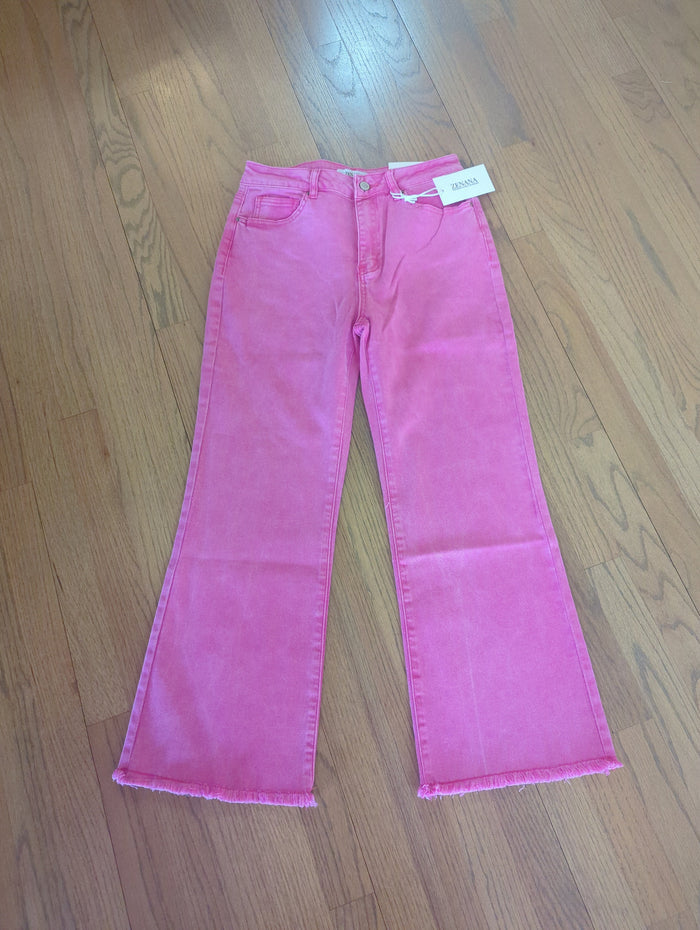 Acid Washed Frayed Hem Bootcut Pants