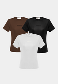 Ashluxe 3 Set Female Bodycon Top White Black Brown