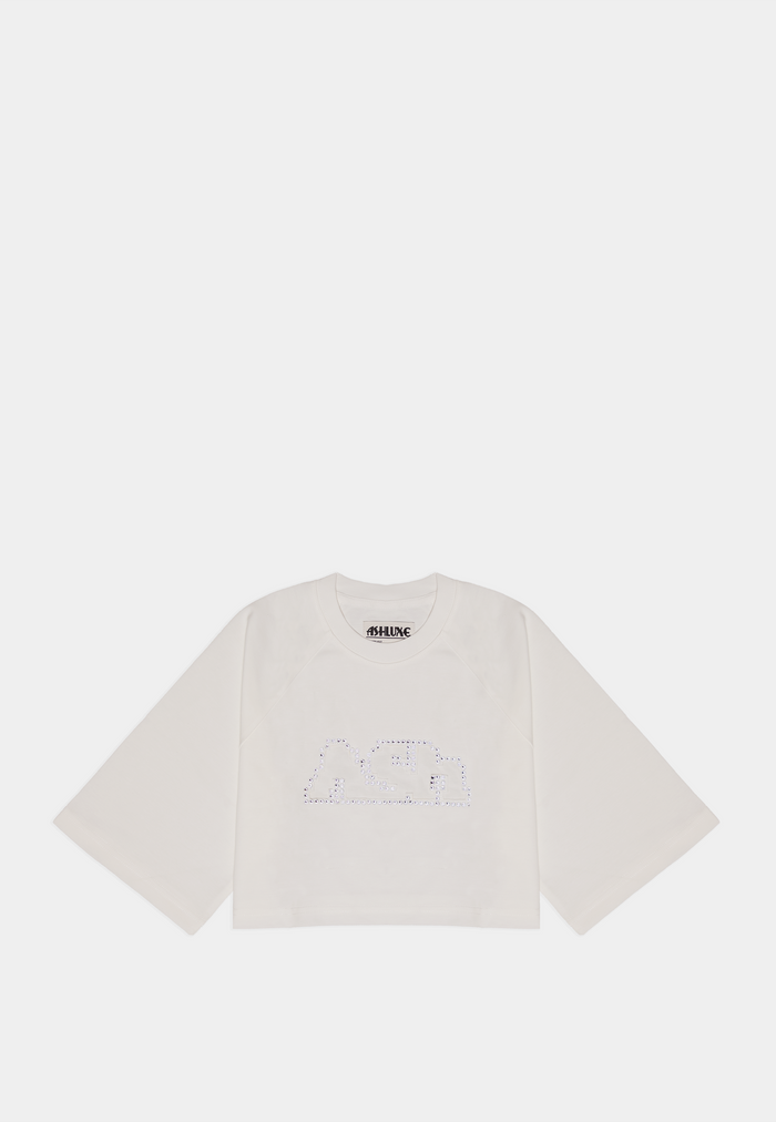 Ashluxe Bling Crop Tee White