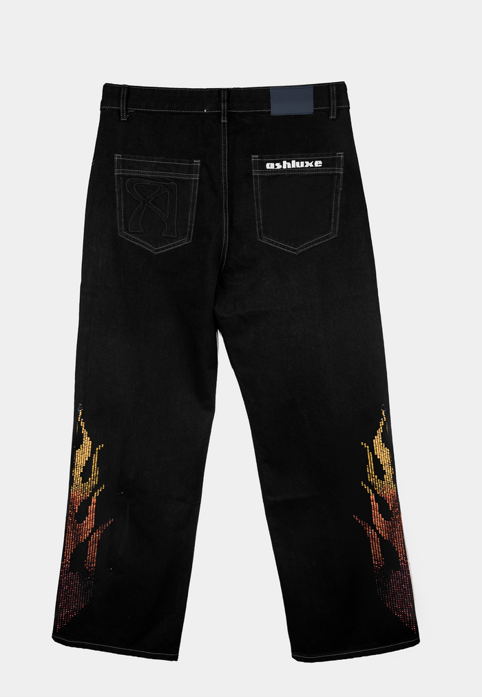 Ashluxe Flame Denim Pants Black