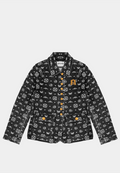 Ashluxe Paradise Pattern Female Denim Jacket Black