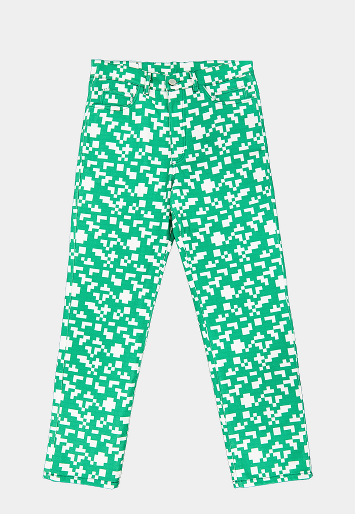 Ashluxe Pixel Denim Pant Green