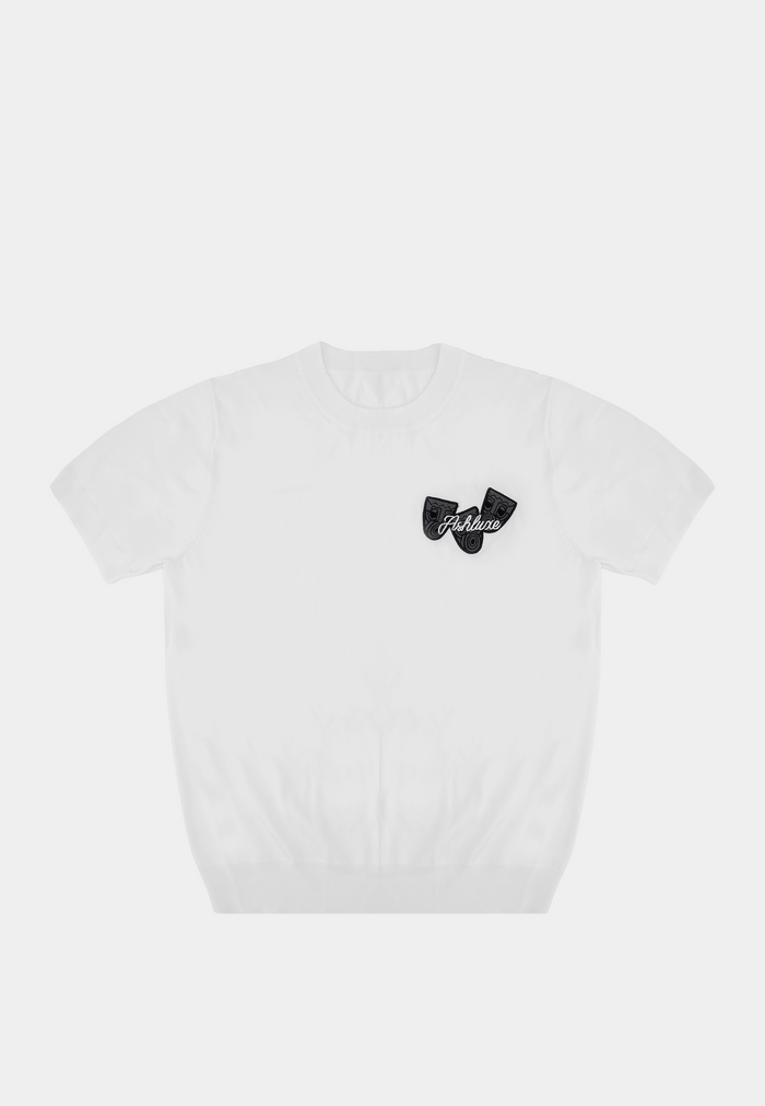 Ashluxe Ribbed  Mask badge Tees White