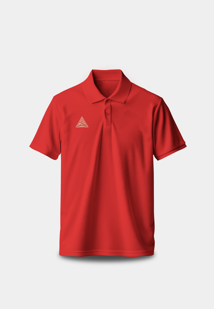 Ashluxe Triangle Logo Lightweight  Polo Red