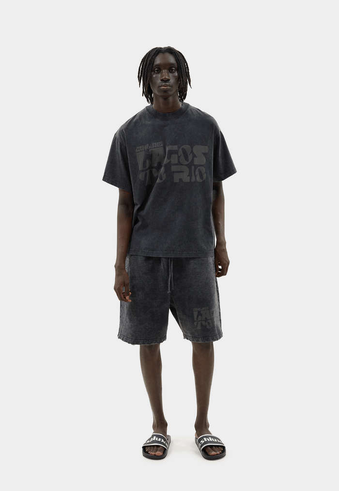 Ashluxe Vintage Acid Wash Shorts Black
