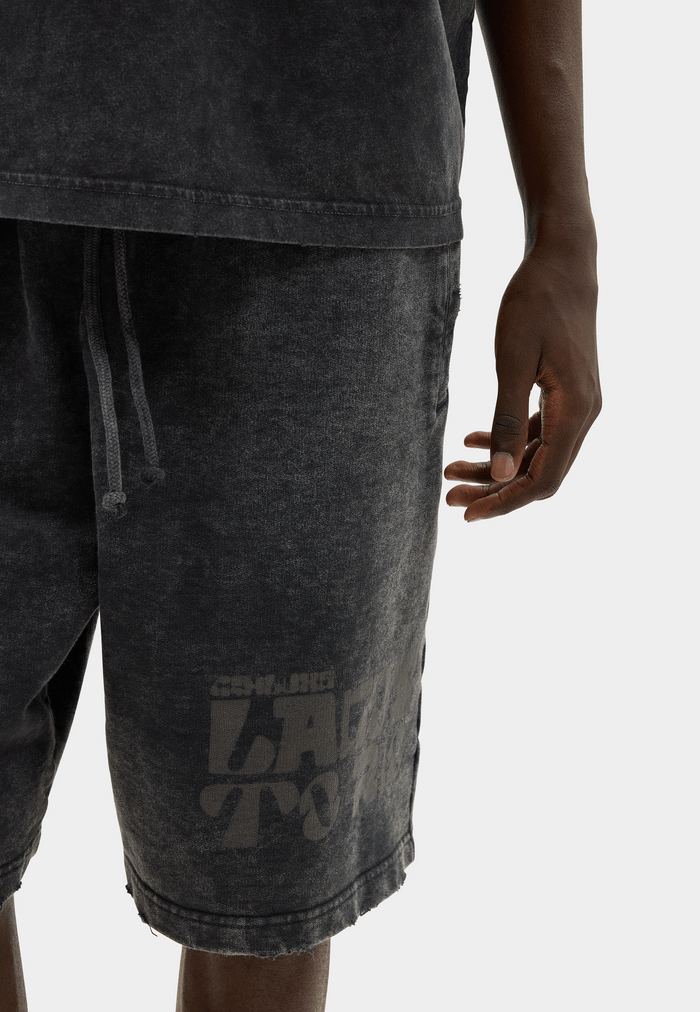Ashluxe Vintage Acid Wash Shorts Black