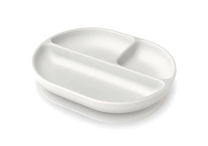 Assiette à compartiments en silicone avec socle ventouse Biobu coloris Cloud