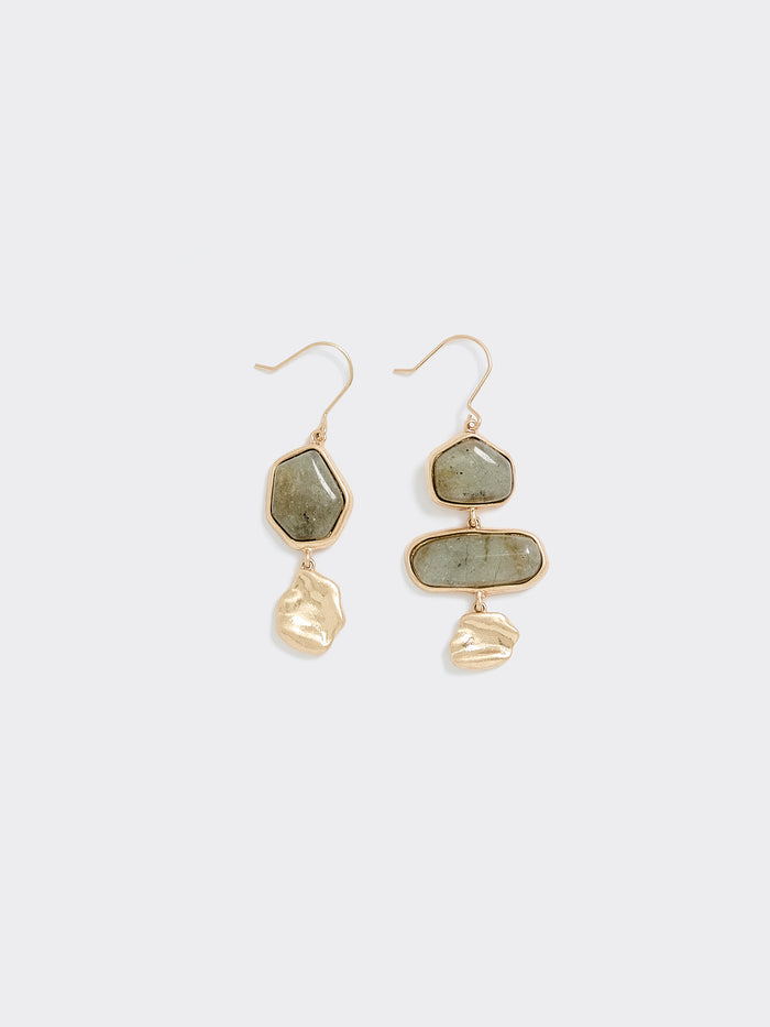 Asymmetrical Stone Pendant Earrings