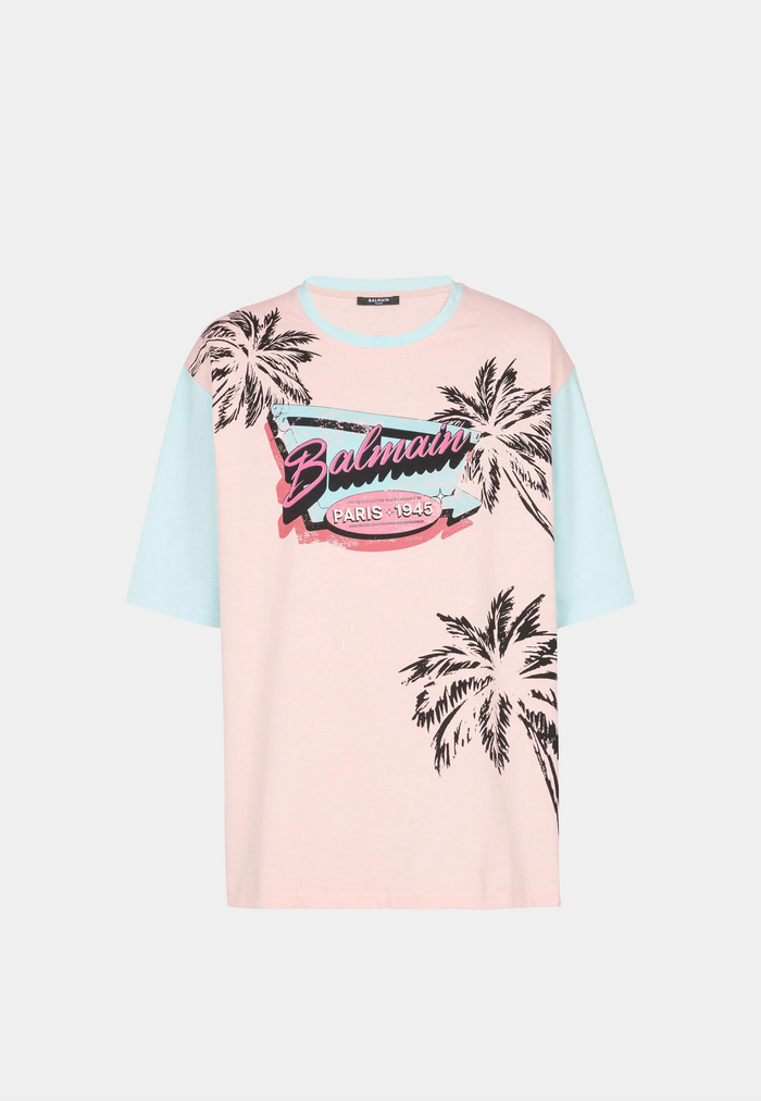 Balmain Miami Print Balmain T-Shirt - Oversize -
Oversized Ss T-Shirt Salmon/Sky/Blue/Multi
