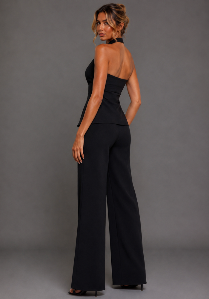 Betty | Tailored Longline Black Waistcoat