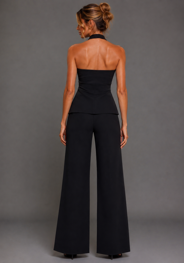 Betty | Tailored Longline Black Waistcoat