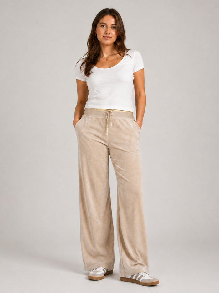 BGLVY - CORDULA, Damen Cordhose, Straight Leg, High-Waist, Sand