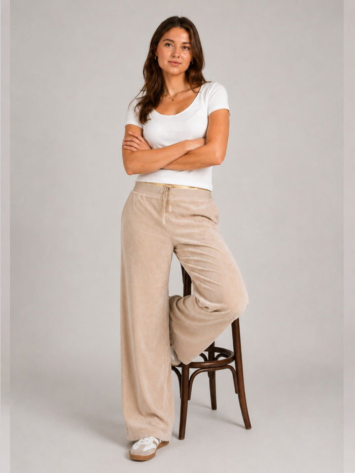 BGLVY - CORDULA, Damen Cordhose, Straight Leg, High-Waist, Sand