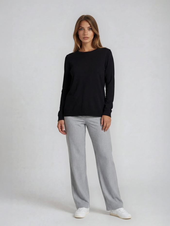 BGLVY - PERLA, Stoffhose, Straight Fit, High-Waist, Grey