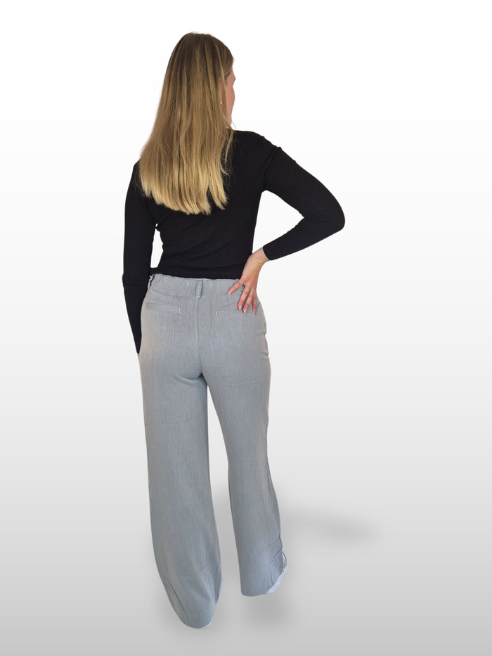BGLVY - PERLA, Stoffhose, Straight Fit, High-Waist, Grey hinten