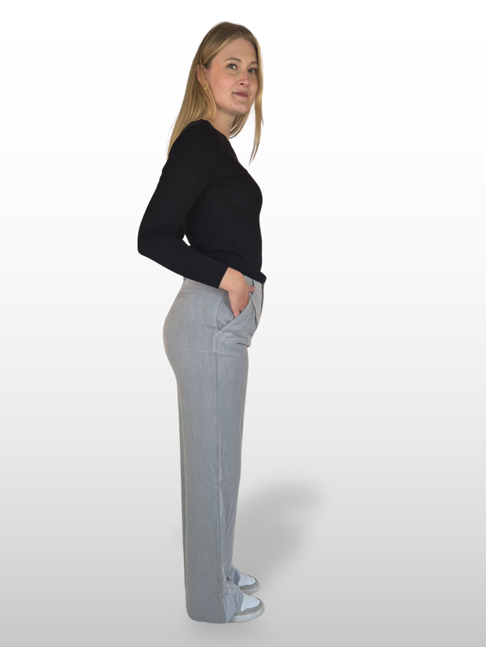 BGLVY - PERLA, Stoffhose, Straight Fit, High-Waist, Grey seite