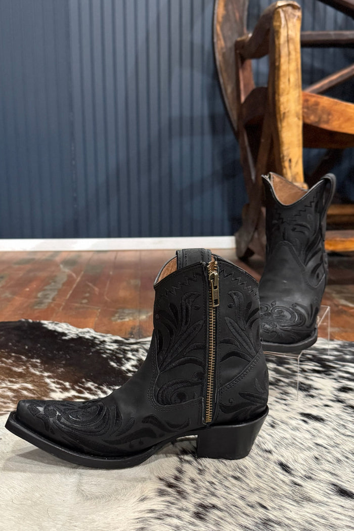 Black Embroidered Snip Toe Ankle Boot by Circle G-Women's Boot-Circle G Boots-Gallop 'n Glitz- Women's Western Wear Boutique, Located in Grants Pass, Oregon