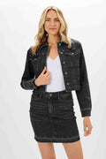 Black Washed Plus Denim Jacket