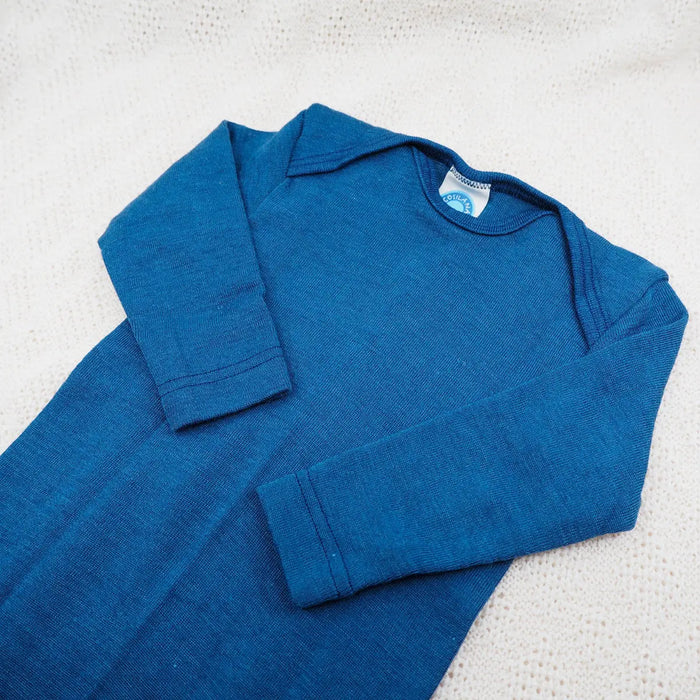 Body en laine et soie pour bébé Cosilana Bleu marine