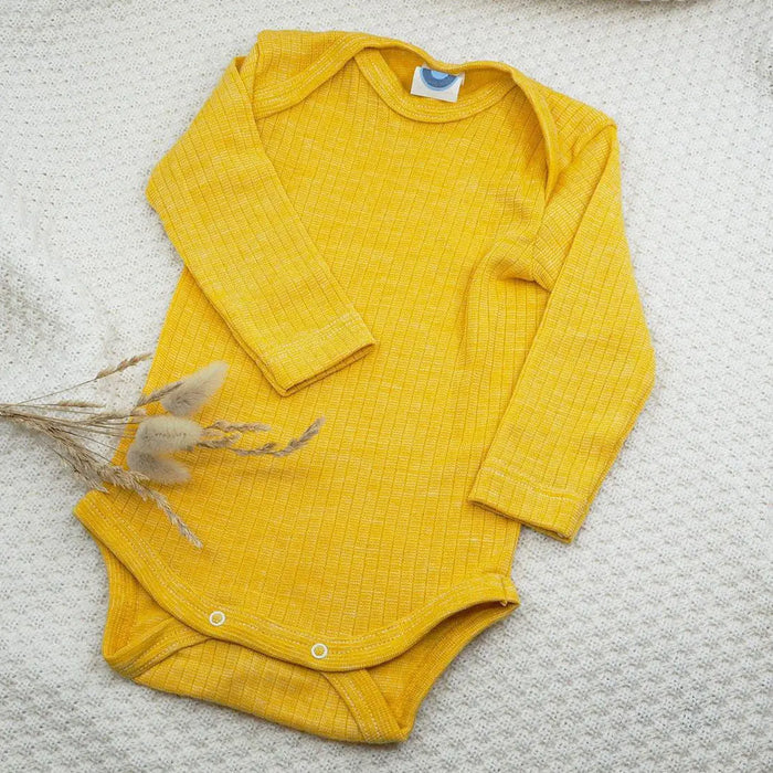 Body à ML en laine, soie et coton bio Cosilana jaune