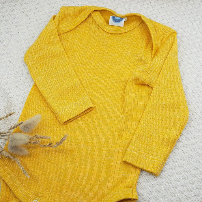 Body à ML en laine, soie et coton bio Cosilana - Jaune - Lilinappy