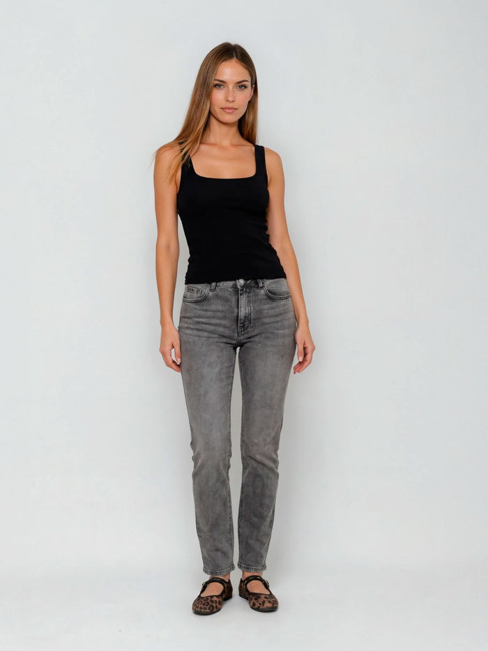 BOGILVY - BOGI, Straight Fit, Mid-Waist, Grey Black