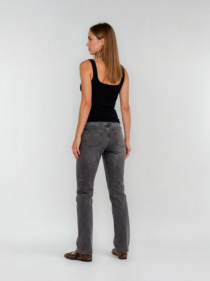 BOGILVY - BOGI, Straight Fit, Mid-Waist, Grey Black
