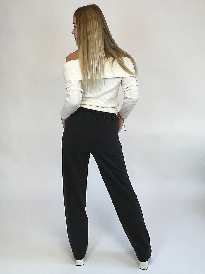 BOGILVY - Anzughose für die kälteren Tage, Straight Fit, High Waist, Anthrazit hinten