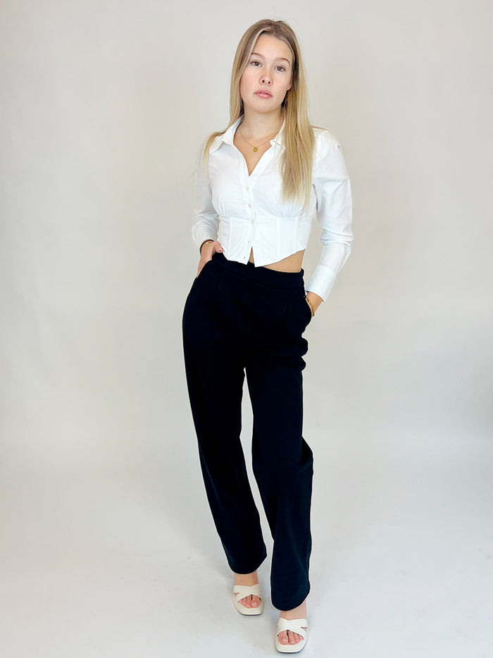 BOGILVY - Anzughose für die kälteren Tage, Straight Fit, High Waist, Black vorne