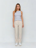 BOGILVY - Damen Thermo-Anzughose für die kälteren Tage, Straight Fit, High Waist, Beige