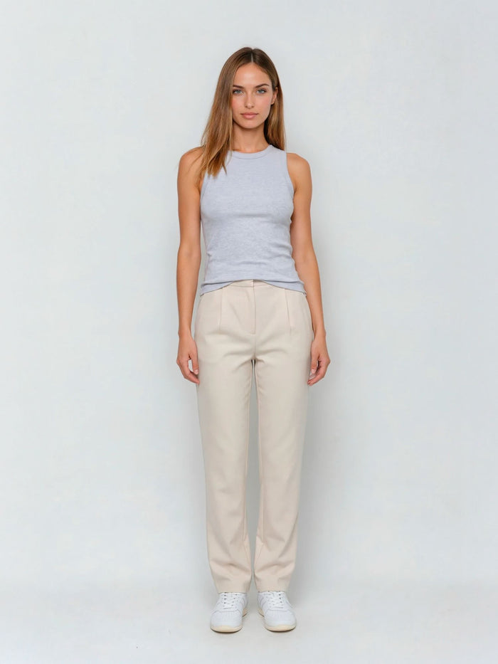 BOGILVY - Damen Thermo-Anzughose für die kälteren Tage, Straight Fit, High Waist, Beige