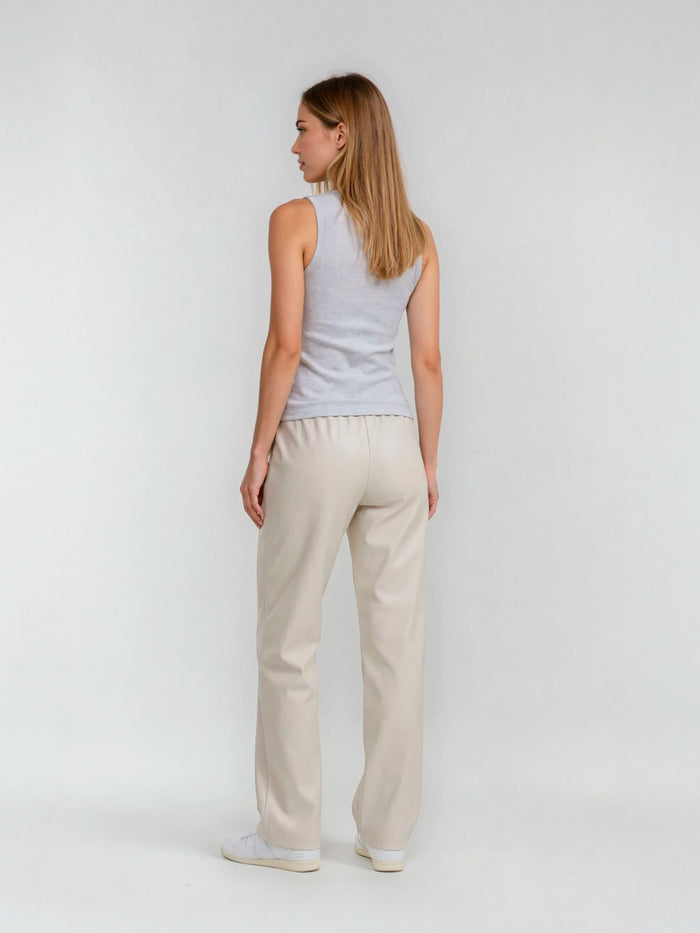 BOGILVY - Damen Thermo-Anzughose für die kälteren Tage, Straight Fit, High Waist, Beige