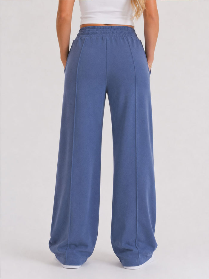BOGILVY - EMMA, Wide Leg, Sweatpants, High-Waist, Blue Granite