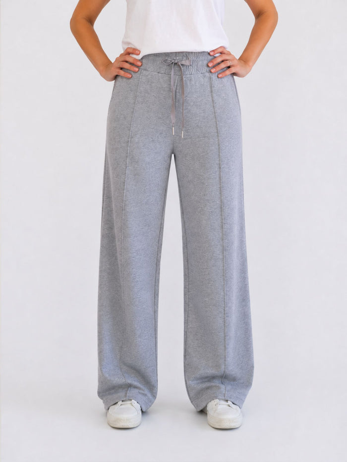 BOGILVY - EMMA, Wide Leg, Sweatpants, High-Waist, Grey