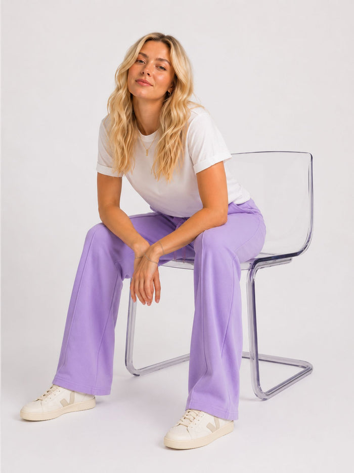 BOGILVY - EMMA, Wide Leg, Sweatpants, High-Waist, Light Purple