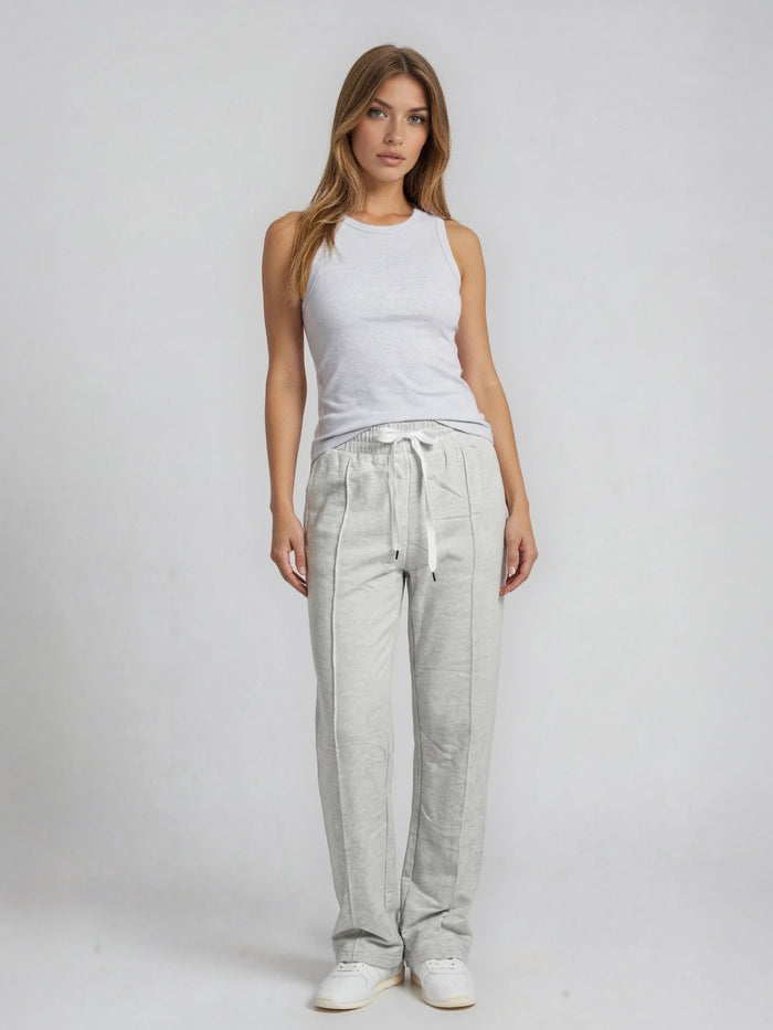 BOGILVY - EMMA, Wide Leg, Sweatpants, High-Waist, New Grey Melange