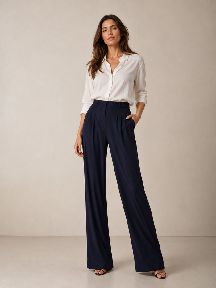 Bogilvy - LIV 2.0. - Damenstoffhose mit weichem Griff, Mid-Waist, Navy