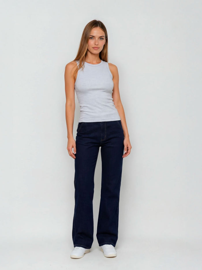 BOGILVY - PAULA, Straight Fit, High Waist, Deep Blue