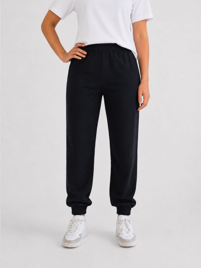 BOGILVY - STELLA, Straight Fit, Sweatpants mit Bündchen, High Waist, Black