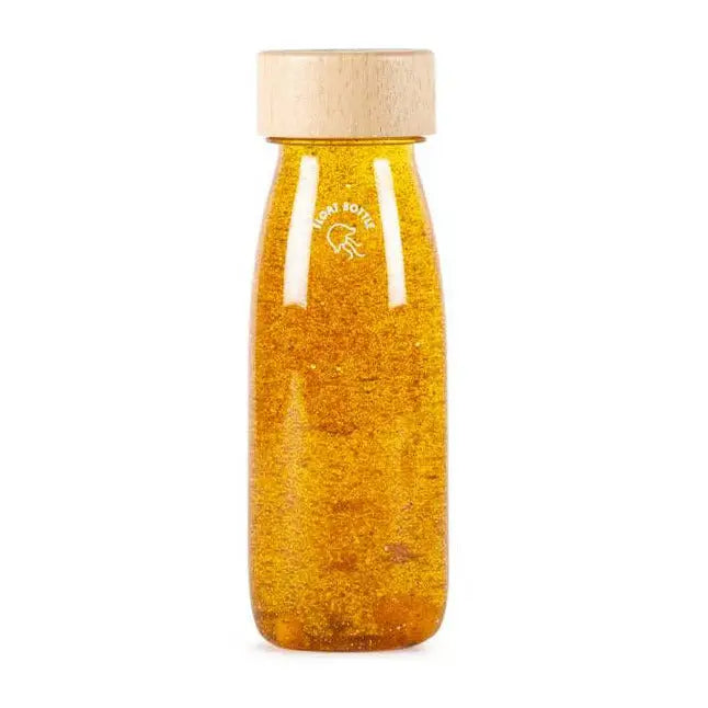 Bouteille sensorielle Float avec double bouchon sécuritaire Petit Boum - Curcuma