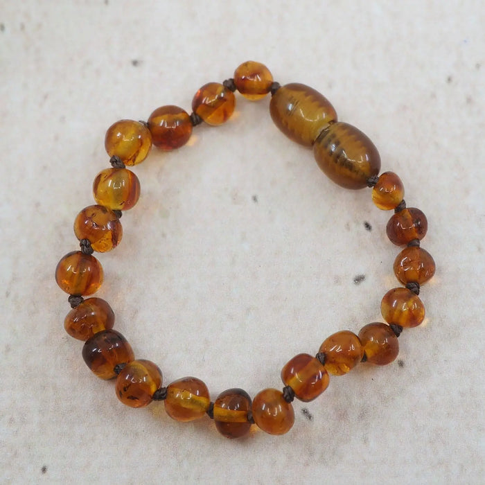 Bracelet d'ambre pour bébé - Cognac
