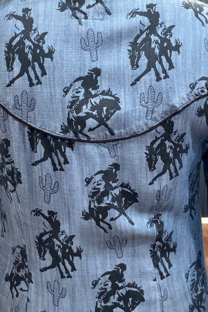 Bronco Ridin' Cowgirl Denim Top-Top-Cotton & Rye-Gallop 'n Glitz- Women's Western Wear Boutique, Located in Grants Pass, Oregon